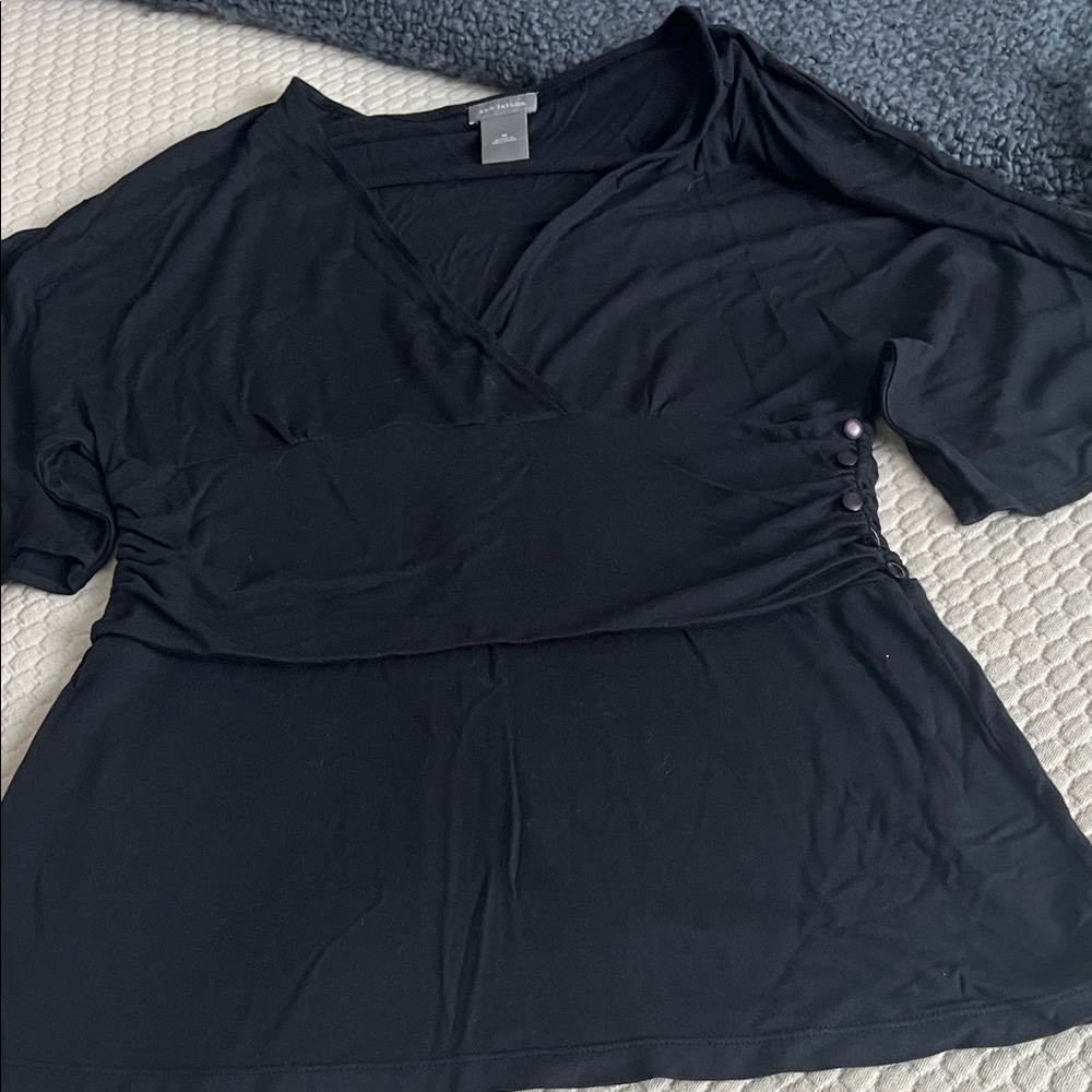 Ann Taylor Black Wrap Blouse